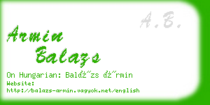 armin balazs business card